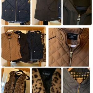 J. Crew Quilted Vest in Black and Tan Lot